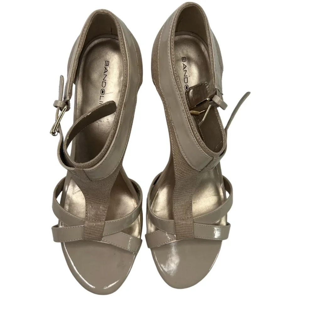 Bandolino Open Toe Pumps‎ Heels Strappy Cream Size 10